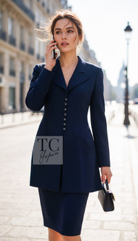 CHANEL Jacket 97S Vintage Navy Wool 100% Basic Blazer 38 40 | HK