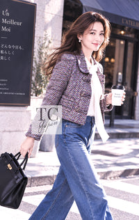 CHANEL Jacket 15S Amethyst Purple Multicolor Pink 40 | UK