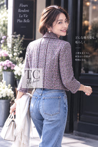 CHANEL Jacket 15S Amethyst Purple Multicolor Pink 40 | UK