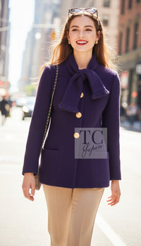 CHANEL Jacket Coat 92A Vintage Iconic Collectors Piece Purple Wool Tweed 38 | INT