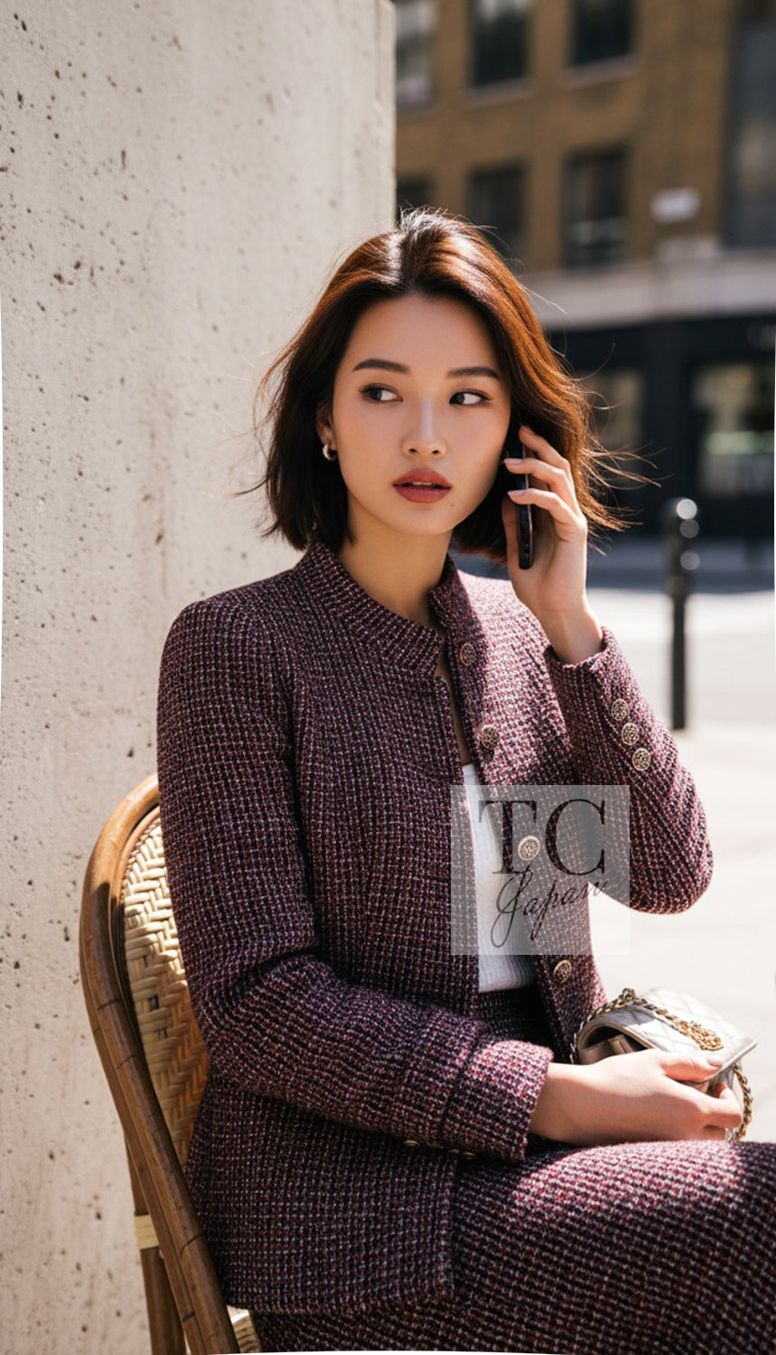 CHANEL Jacket 12PF Burgundy Wine Red Griopix 36 | US
