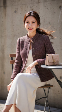 CHANEL Jacket 12PF Gripoix Button Ivory Tweed 36 38 | INT