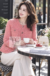 CHANEL Jacket 20PS Pink Collarless Tweed 38 40 | US