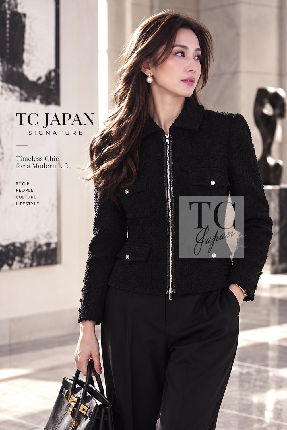 シャネル ジャケット CHANEL 11S ブラック チェーン ジッパー コットン チェーントリム 38