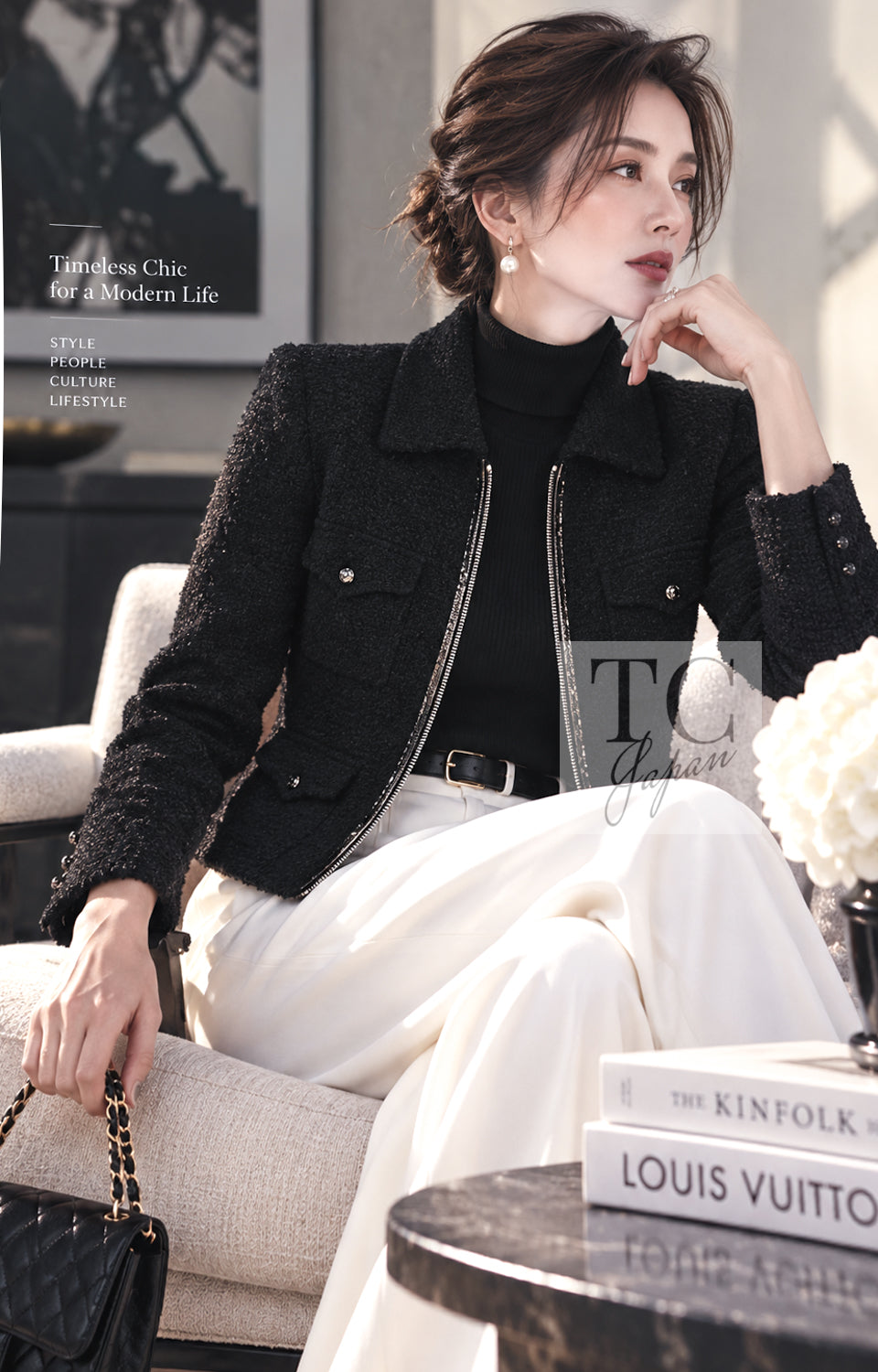シャネル ジャケット CHANEL 11S ブラック チェーン ジッパー コットン チェーントリム 38