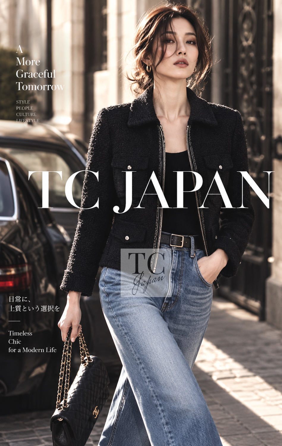 シャネル ジャケット CHANEL 11S ブラック チェーン ジッパー コットン チェーントリム 38