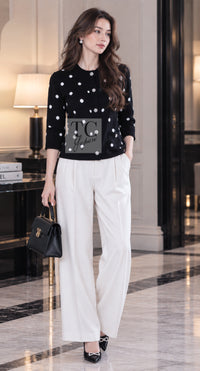 CHANEL Cardigan 08A Black Dot Logo Cashmere Knit 40 | INT
