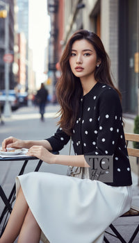 CHANEL Cardigan 08A Black Dot Logo Cashmere Knit 40 | INT