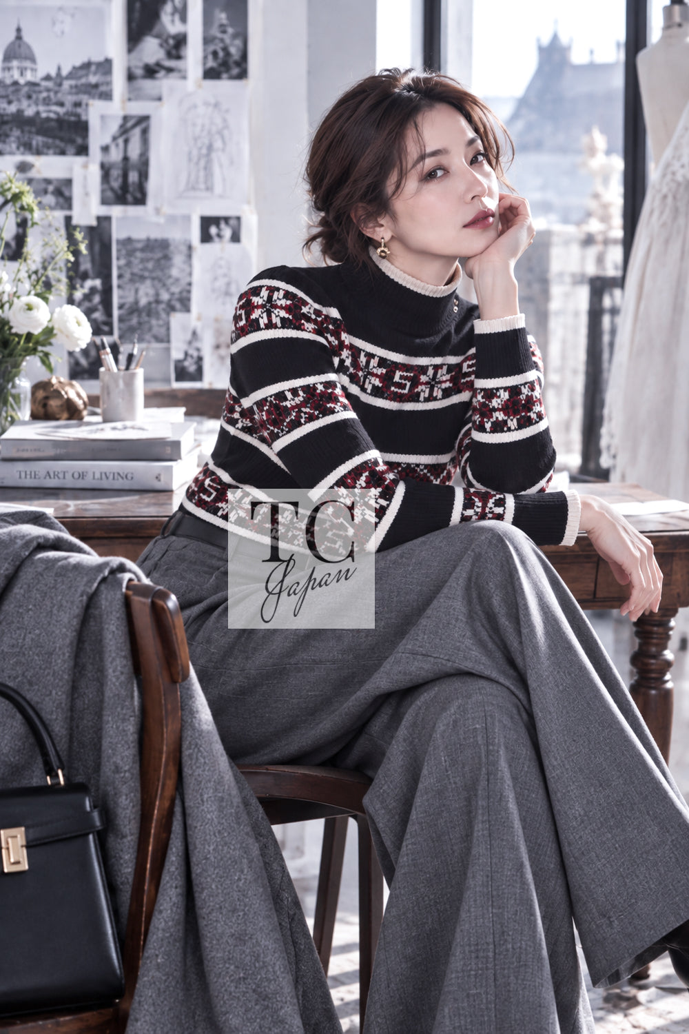 CHANEL Sweater 19A Black Logo Cashmere Knit 40 | UK