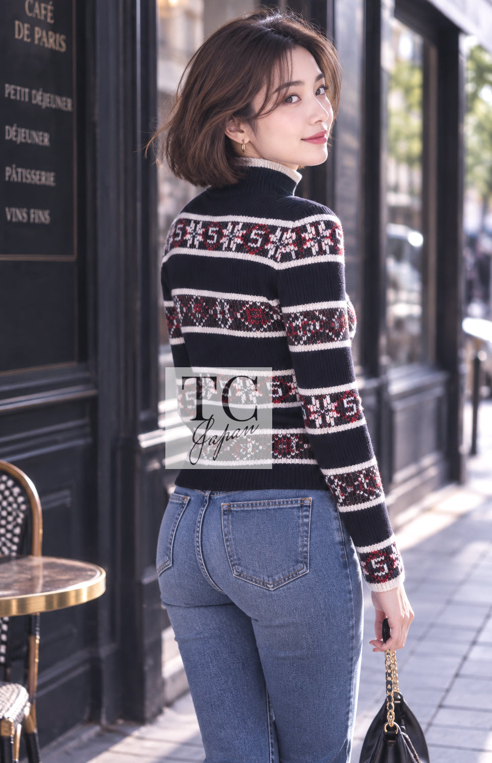 CHANEL Sweater 19A Black Logo Cashmere Knit 40 | UK