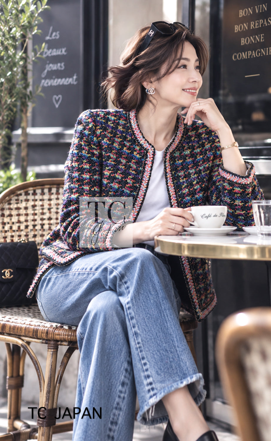 CHANEL Jacket 20PF Multicolor Mix Braid Trim Silk Wool Tweed 48 38 46 | UK