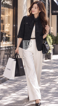 シャネル ジャケット CHANEL 12A ネイビー メタリック グリポワ ボタン ウール 38 40 42 44 46 48