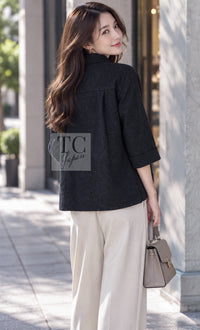 シャネル ジャケット CHANEL 12A ネイビー メタリック グリポワ ボタン ウール 38 40 42 44 46 48