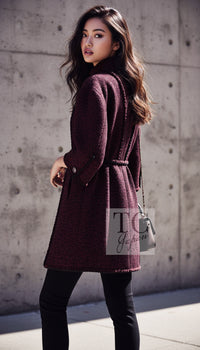 CHANEL Jacket Coat 11A Red Black Gripox Button Wool Tweed 38 | UK