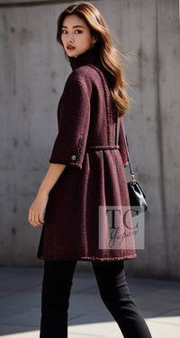 CHANEL Jacket Coat 11A Red Black Gripox Button Wool Tweed 38 | UK
