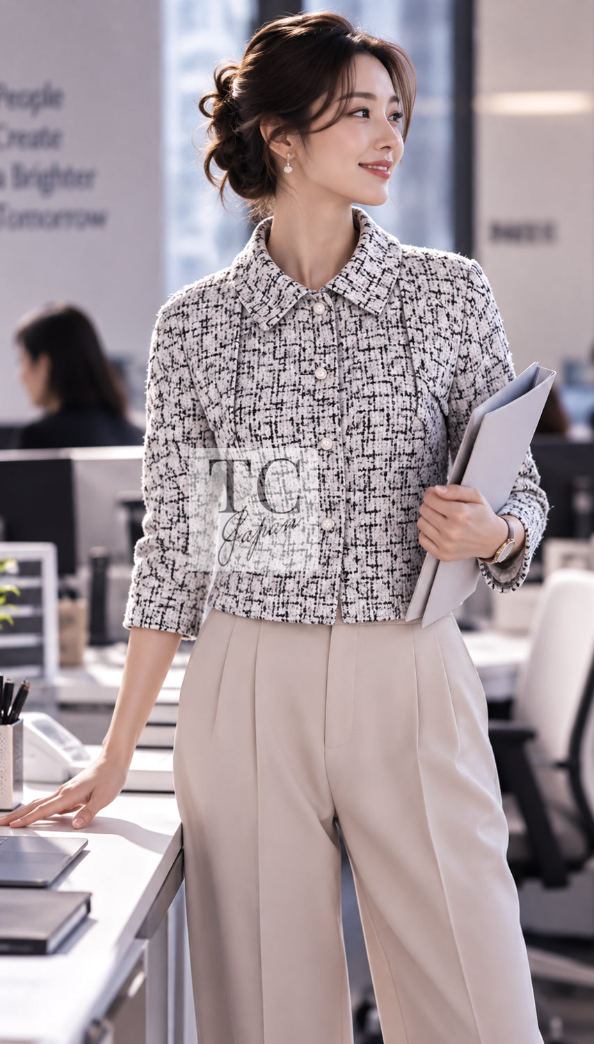 シャネル ジャケット CHANEL 18PA アイボリー カシミヤ ウール シルク カーキ 36