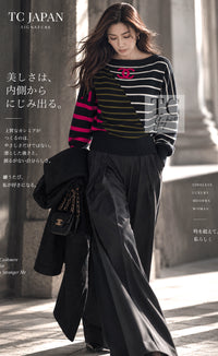 CHANEL 20C Dark Navy Fuchsia White CC Logo Cashmere Sweater 34 36 | TW