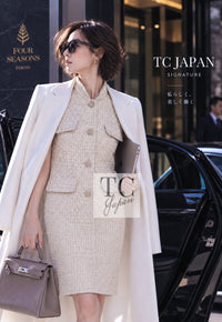 CHANEL Dress 14S Creme Beige Sleeveless Cotton Tweed Cream 38 | INT