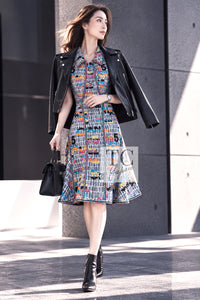 CHANEL Dress 15S Multicolor Keira Knightley CC Logo Tweed 38 | INT