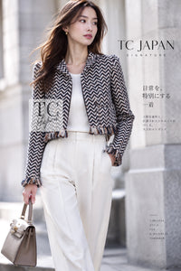 CHANEL Jacket 19A Navy Ivory Mix Tweed Cropped Fringe 38 | TW