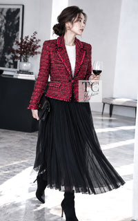 CHANEL Jacket 01A Red Wool Tweed 34 36 38 40 | HK
