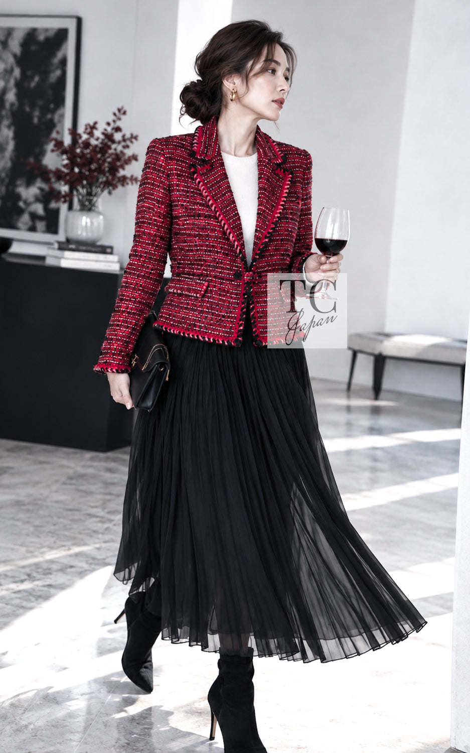 CHANEL Jacket 01A Red Wool Tweed 34 36 38 40 | HK