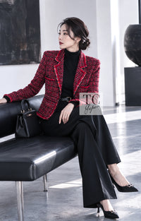 CHANEL Jacket 01A Red Wool Tweed 34 36 38 40 | HK