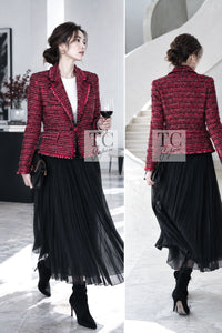 CHANEL Jacket 01A Red Wool Tweed 34 36 38 40 | HK