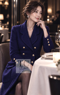 CHANEL Jacket Coat 91A Vintage Dark Purple Wool Tweed Double 34 36 | UK