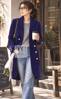 CHANEL Jacket Coat 91A Vintage Dark Purple Wool Tweed Double 34 36 | UK