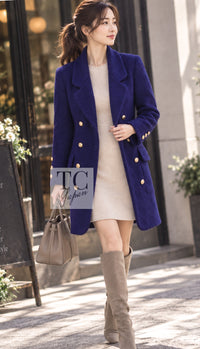 CHANEL Jacket Coat 91A Vintage Dark Purple Wool Tweed Double 34 36 | UK