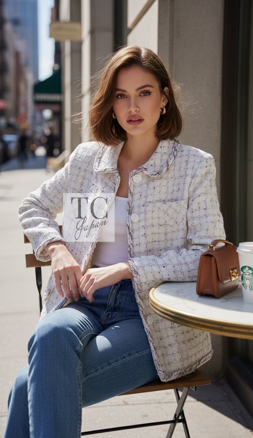 CHANEL Jacket Coat 18S White Mix Cotton Tweed 36 38 | UK