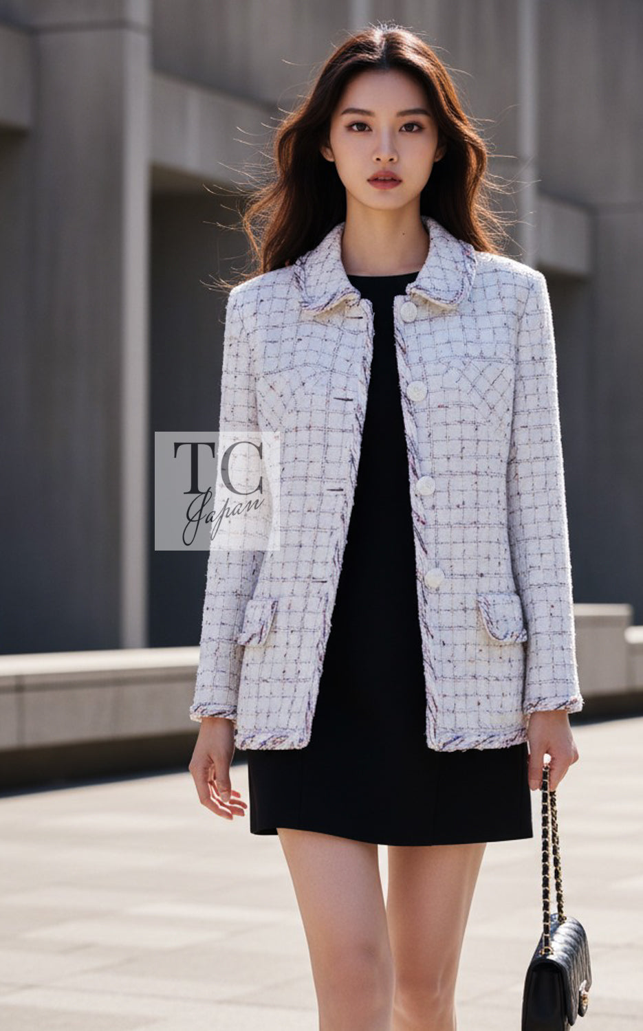 CHANEL Jacket Coat 18S White Mix Cotton Tweed 36 38 | UK