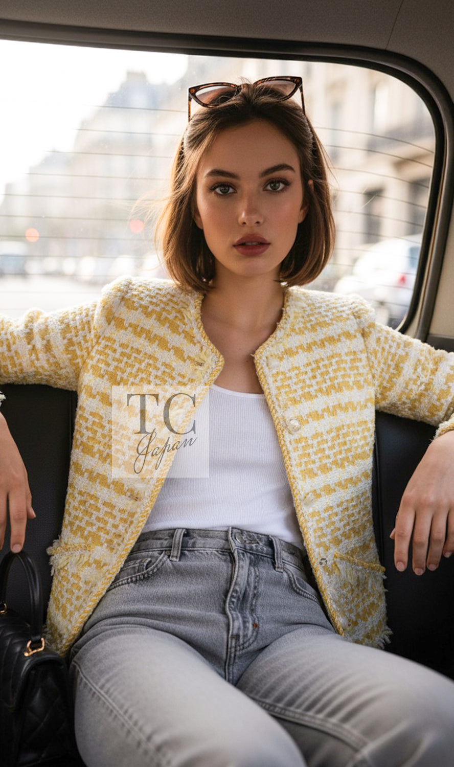 CHANEL Jacket 18S Yellow Ivory Cotton Wool Tweed 40 42 | UK
