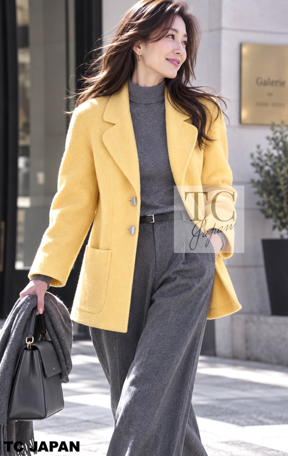 CHANEL Jacket 99C Soft Yellow CC Button Wool Tweed 38 40 | HK