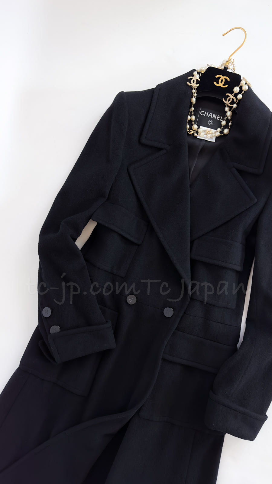 CHANEL 01A Vintage Black Cashmere Long Coat 38 シャネル ヴィンテージ・ブラック・カシミア・ロング・コート 即発