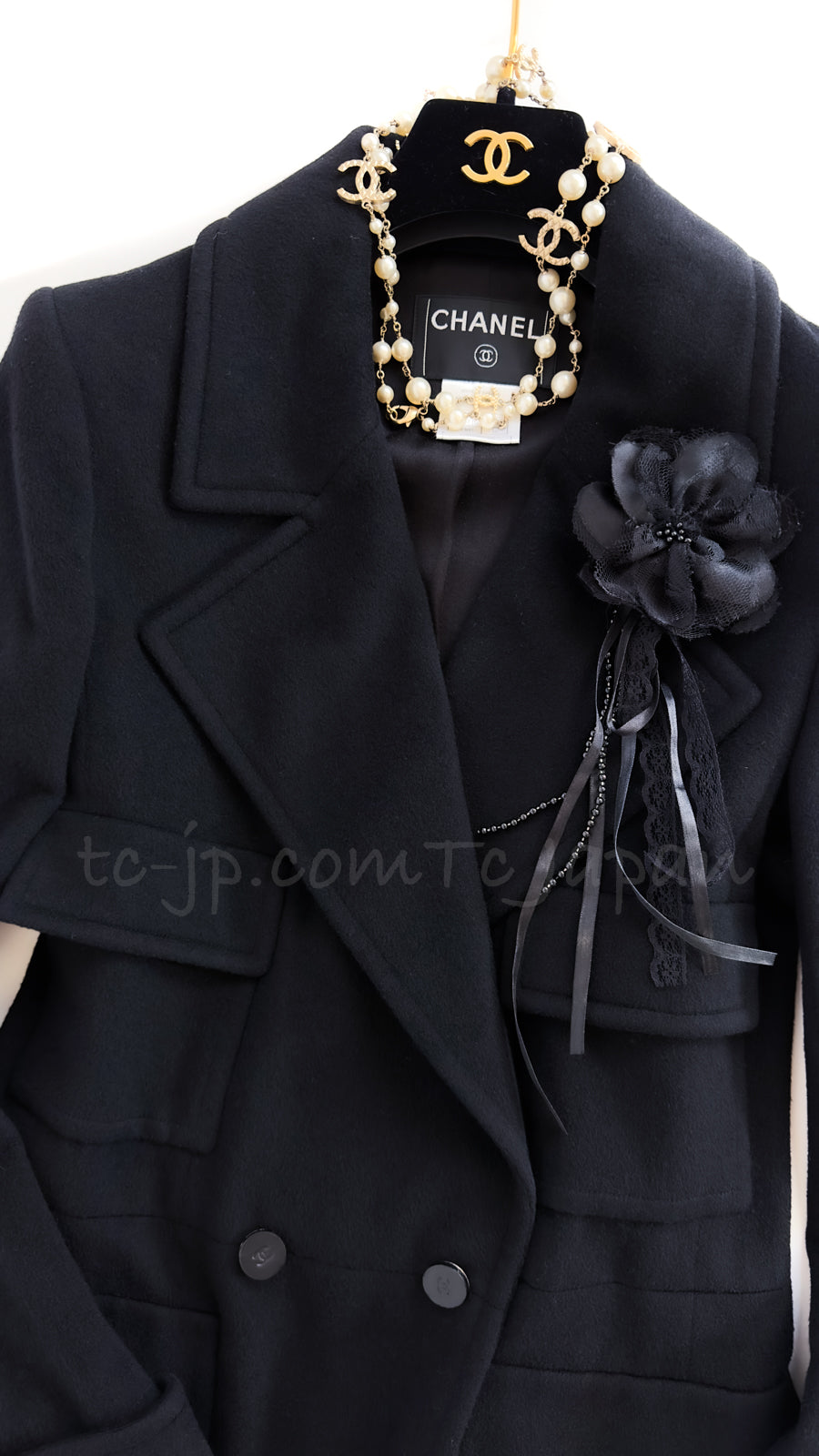 CHANEL 01A Vintage Black Cashmere Long Coat 38 シャネル  ヴィンテージ・ブラック・カシミア・ロング・コート 即発