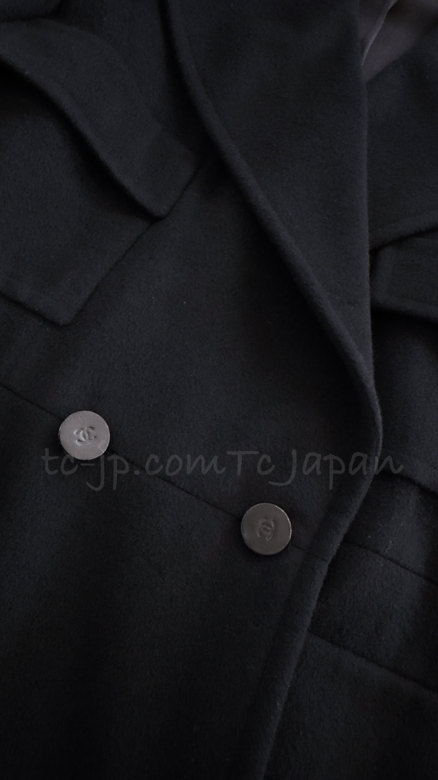 CHANEL 01A Vintage Black Cashmere Long Coat 38 シャネル  ヴィンテージ・ブラック・カシミア・ロング・コート 即発