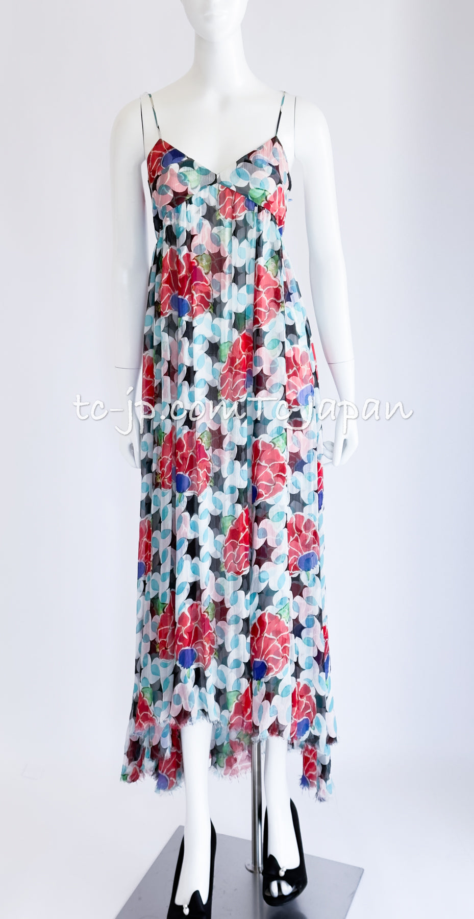 CHANEL 15C Flower Print Silk Maxi Dress 34 シャネル 花柄シルク・マキシ・キャミソールワンピース 即発