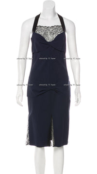 CHANEL 04A Navy Black Lace Dress Kate Hudson 38 40 シャネル ネイビー ブラック レース ワンピース 女優着用 即発 - TC JAPAN