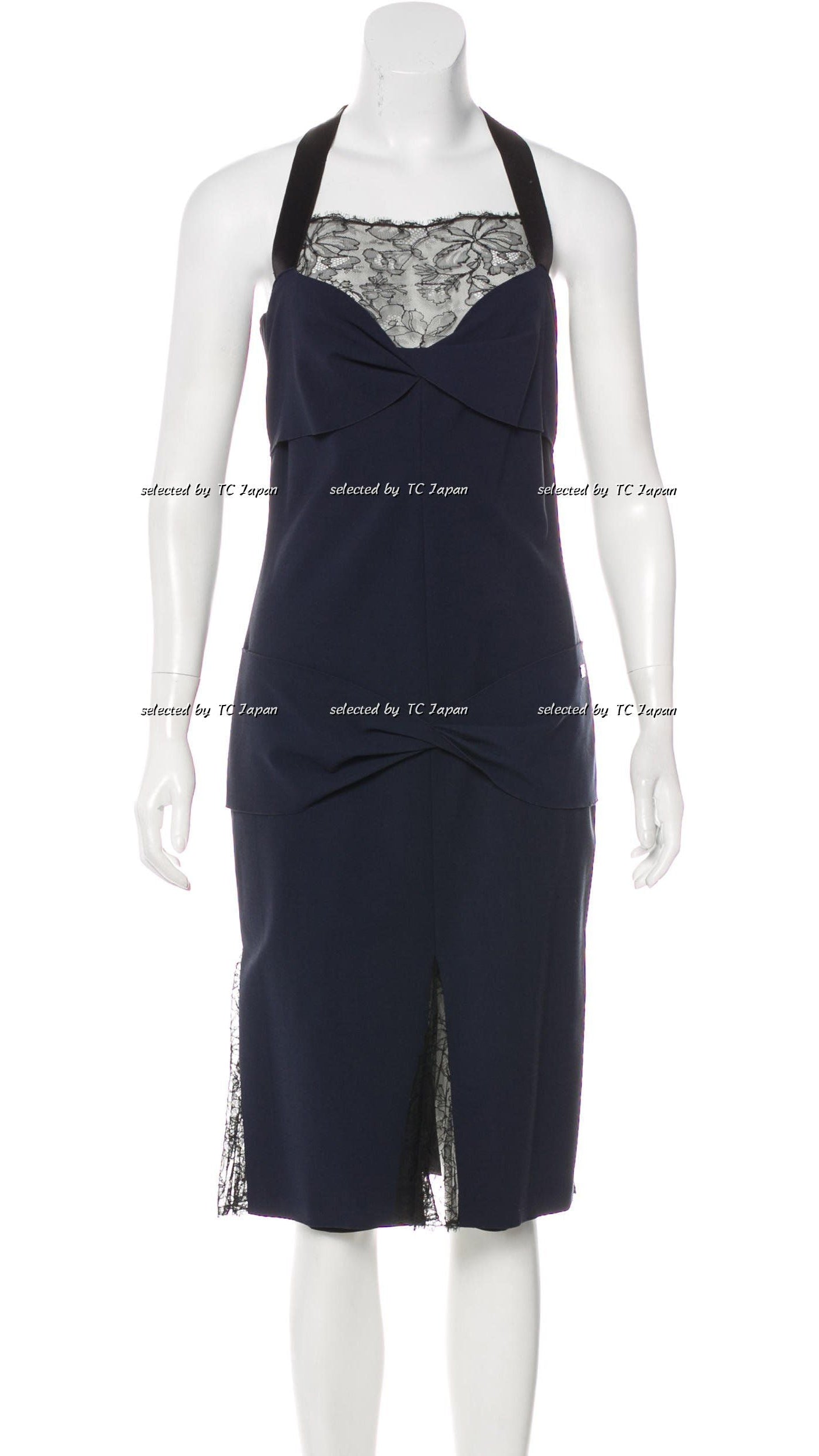 CHANEL 04A Navy Black Lace Dress Kate Hudson 38 40 シャネル ネイビー ブラック レース ワンピース 女優着用 即発 - TC JAPAN