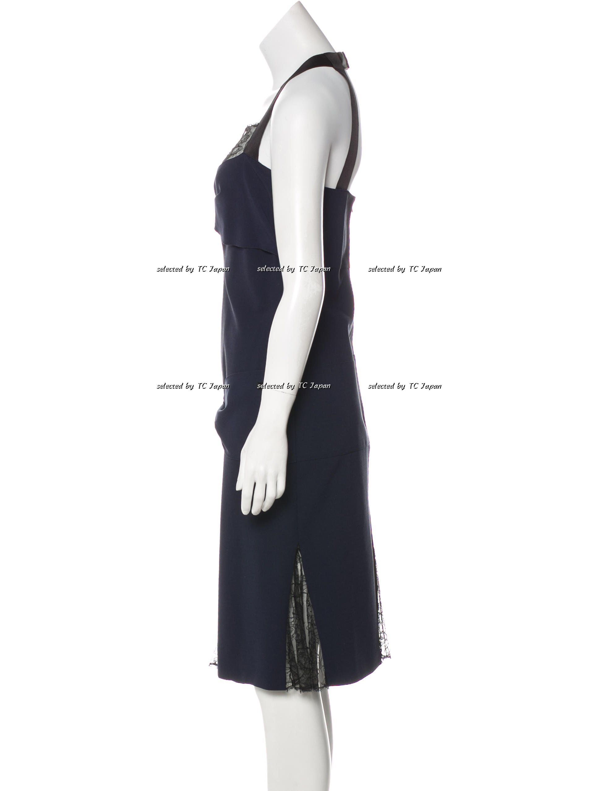 CHANEL 04A Navy Black Lace Dress Kate Hudson 38 40 シャネル ネイビー ブラック レース ワンピース 女優着用 即発 - TC JAPAN