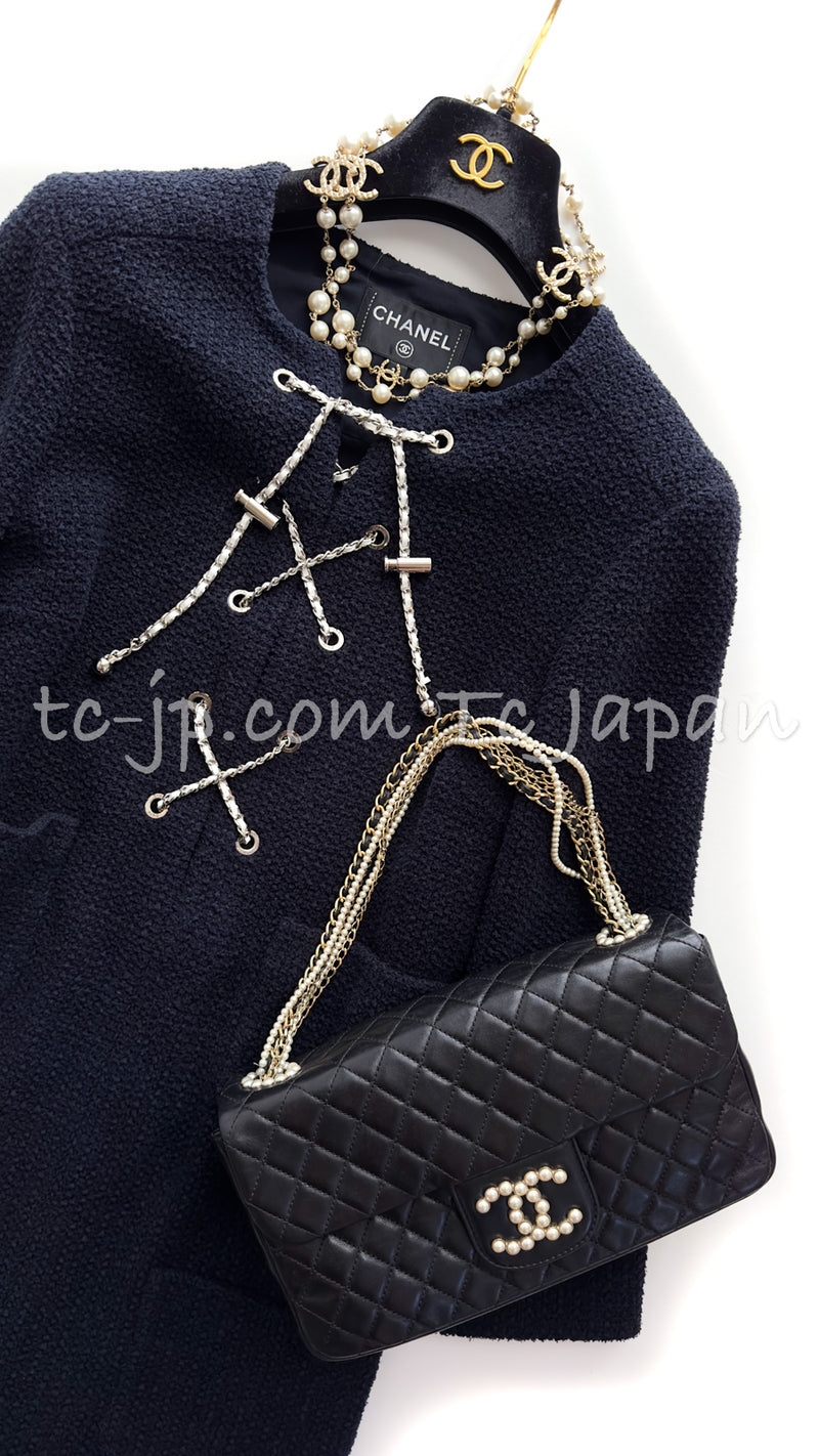 CHANEL Black Lambskin Westminster Classic Pearl Chain Matelasse Bag シャネル ブラック・ラムスキン・ウエストミンスター・パール・チェーン・マトラッセ・バッグ