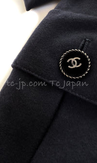 CHANEL 13B Dark Navy Black CC Buttons Wool Cashmere Dress 34 シャネル ダークネイビー ブラック ココボタン ウール カシミア ワンピース 即発