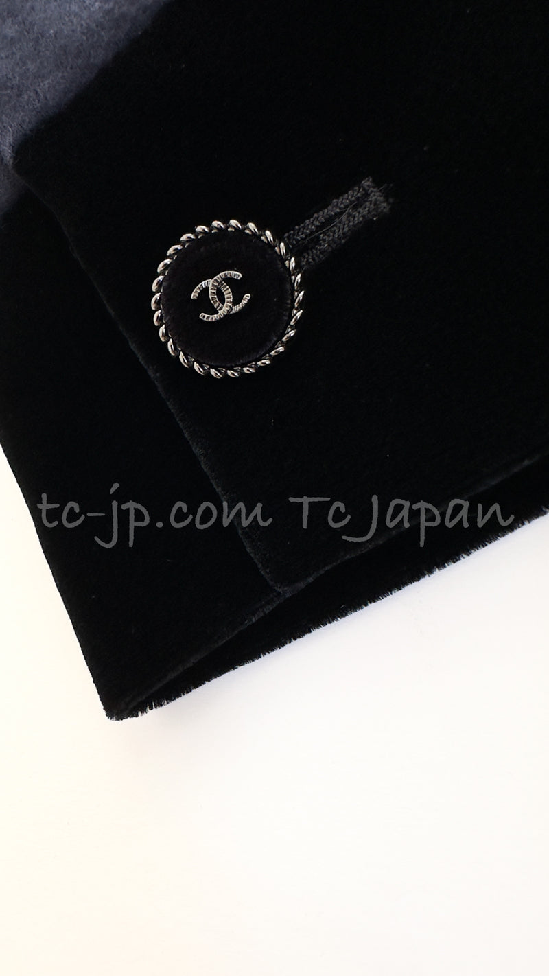 CHANEL 13B Dark Navy Black CC Buttons Wool Cashmere Dress 34 シャネル ダークネイビー ブラック ココボタン ウール カシミア ワンピース 即発