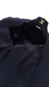 CHANEL 13B Dark Navy Black CC Buttons Wool Cashmere Dress 34 シャネル ダークネイビー ブラック ココボタン ウール カシミア ワンピース 即発