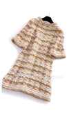 CHANEL 15C Camel Creme Pink Knit Dress 38 シャネル キャメル・クリーム・ニット・ワンピース 即発