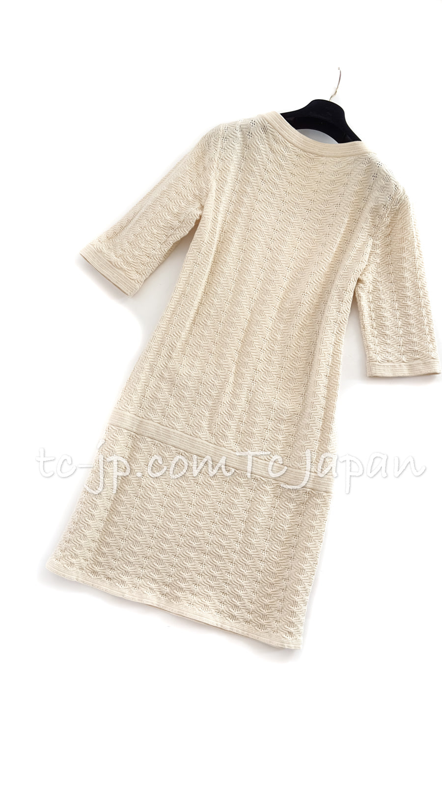 シャネル ニット・ワンピース CHANEL 13S Black Cream Cotton knit