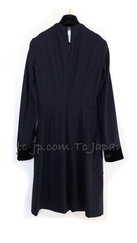 CHANEL 13B Dark Navy Black CC Buttons Wool Cashmere Dress 34 シャネル ダークネイビー ブラック ココボタン ウール カシミア ワンピース 即発