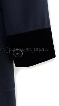 CHANEL 13B Dark Navy Black CC Buttons Wool Cashmere Dress 34 シャネル ダークネイビー ブラック ココボタン ウール カシミア ワンピース 即発